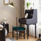 Small Vintage Vanity Set With Drawer & Stool - Dark Brown