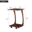 Small Walnut C-Shaped Sofa Side Table with Wheels