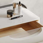 Small White Vanity Set With Mirror & Stool - Tulip Base