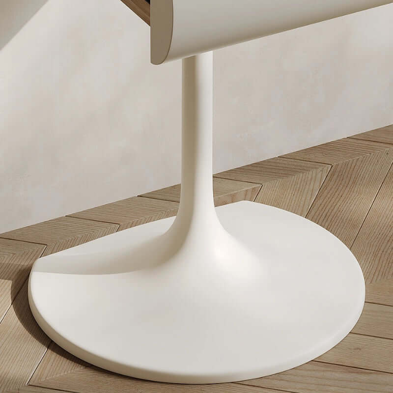 Small White Vanity Set With Mirror & Stool - Tulip Base