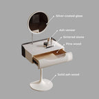 Small White Vanity Set With Mirror & Stool - Tulip Base