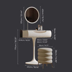 Small White Vanity Set With Mirror & Stool - Tulip Base