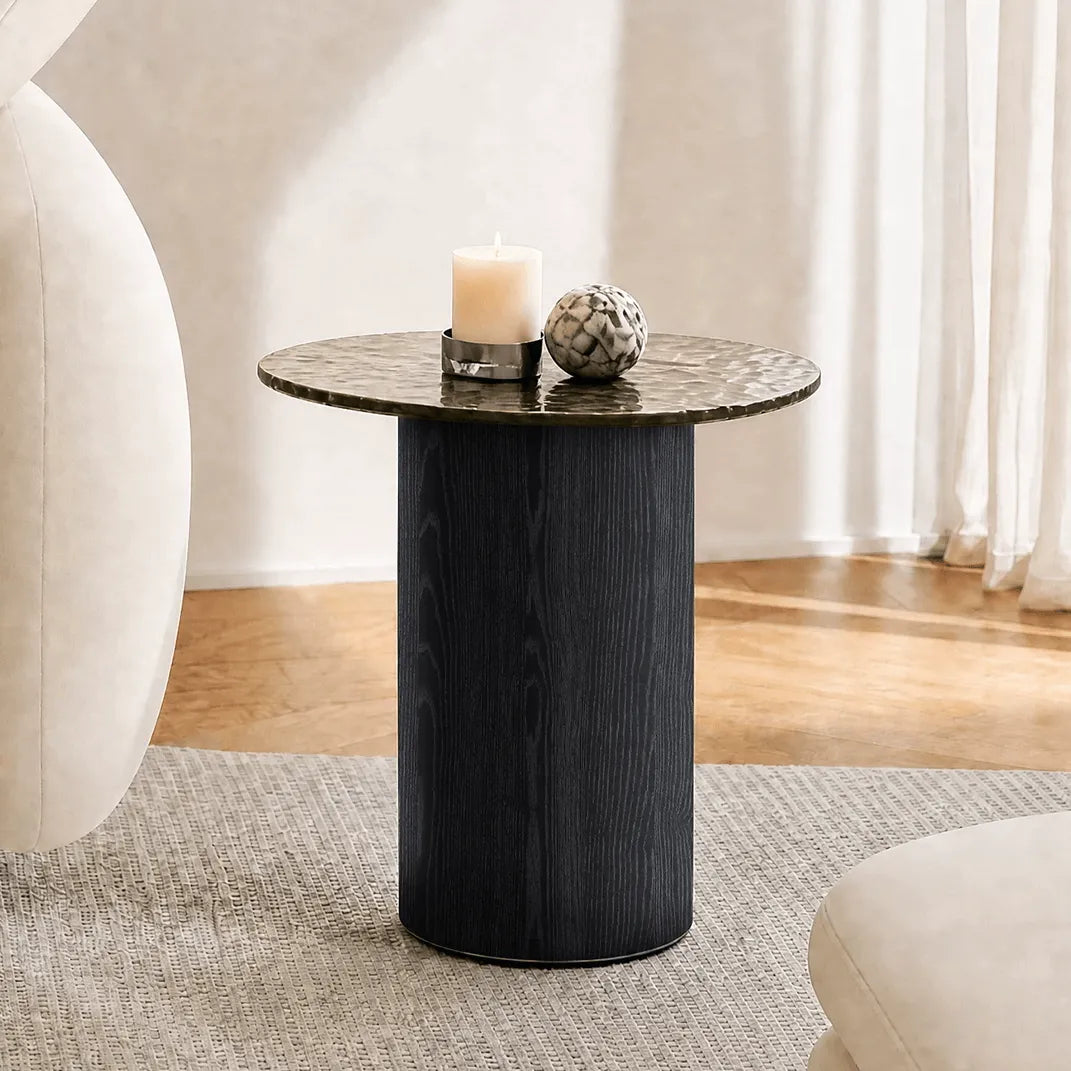 Smoked Glass Coffee Table Series with Ripple Texture and Wood Base
