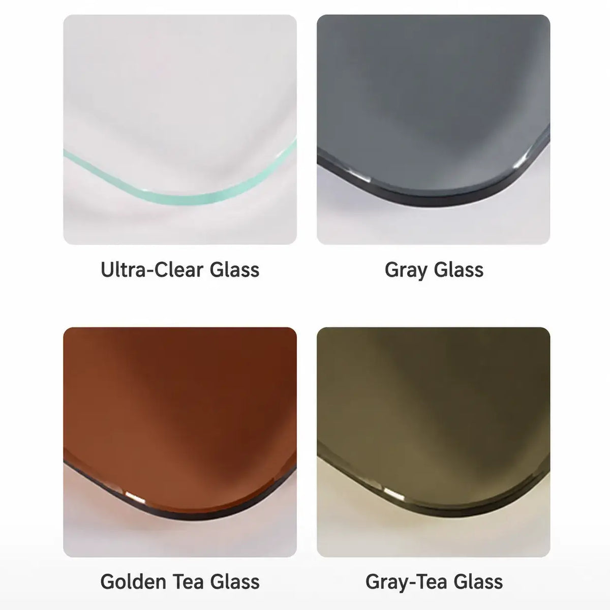 Smoked Glass Coffee Table Series with Ripple Texture and Wood Base