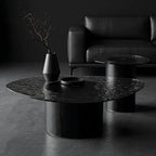 Smoked Glass Coffee Table Series with Ripple Texture and Wood Base
