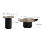 Smoked Glass Coffee Table Series with Ripple Texture and Wood Base Dimensions