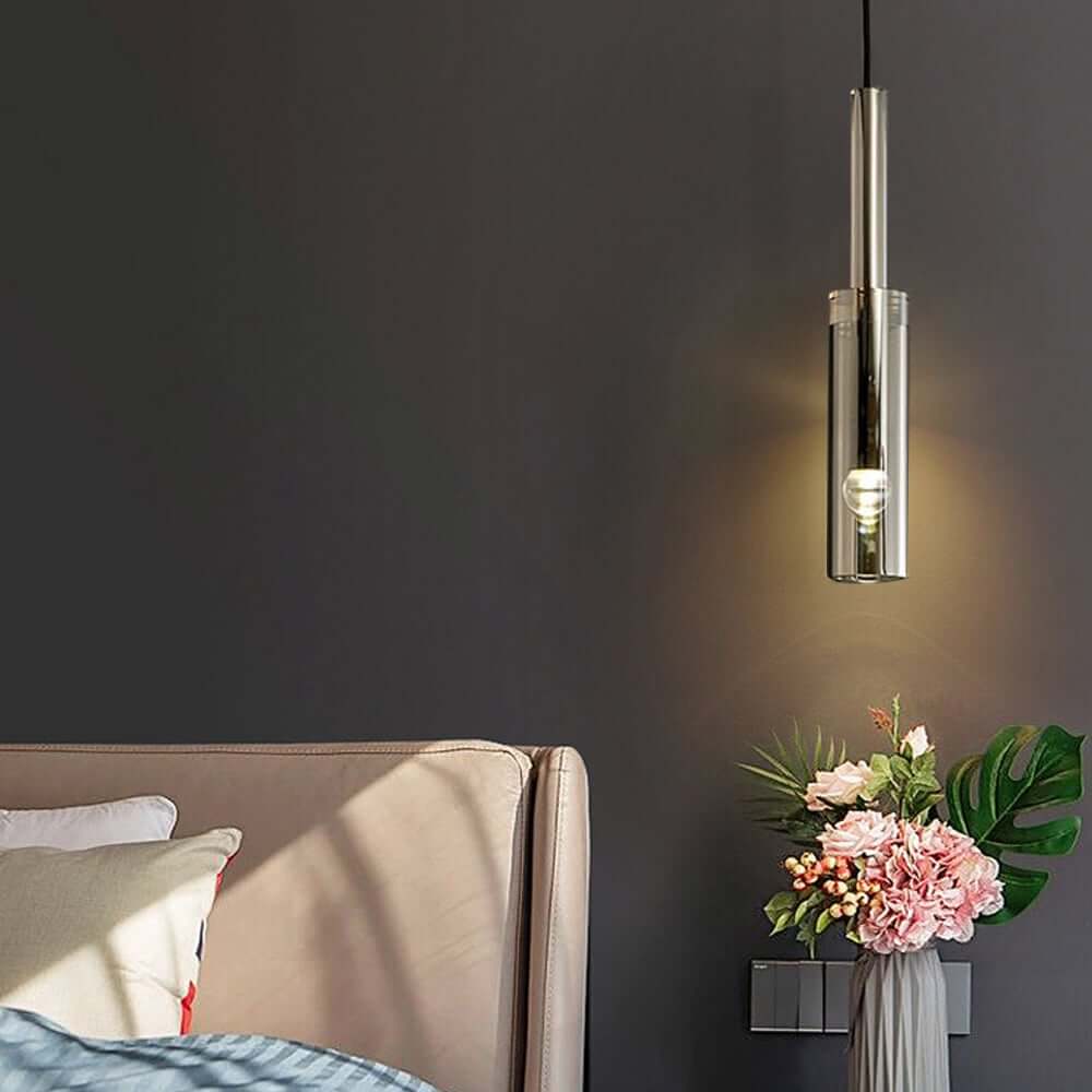 Smokey Gray Modern Aluminum Armed Sconce with Black Acrylic Shade