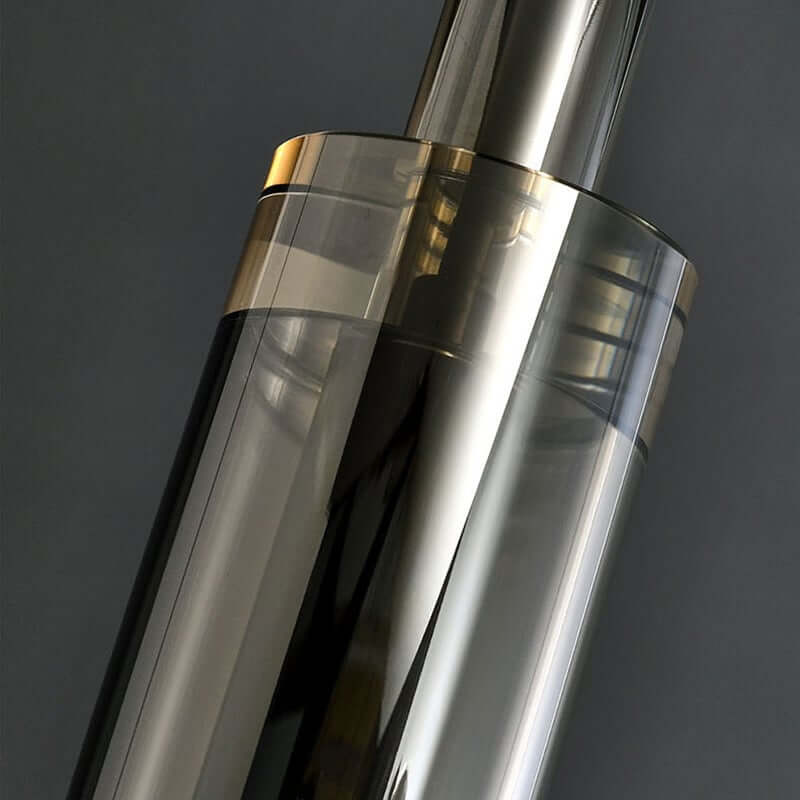 Smokey Gray Modern Aluminum Armed Sconce with Black Acrylic Shade