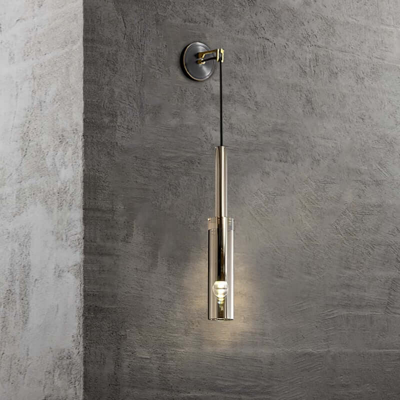 Smokey Gray Modern Aluminum Armed Sconce with Black Acrylic Shade Main Product Image Main image