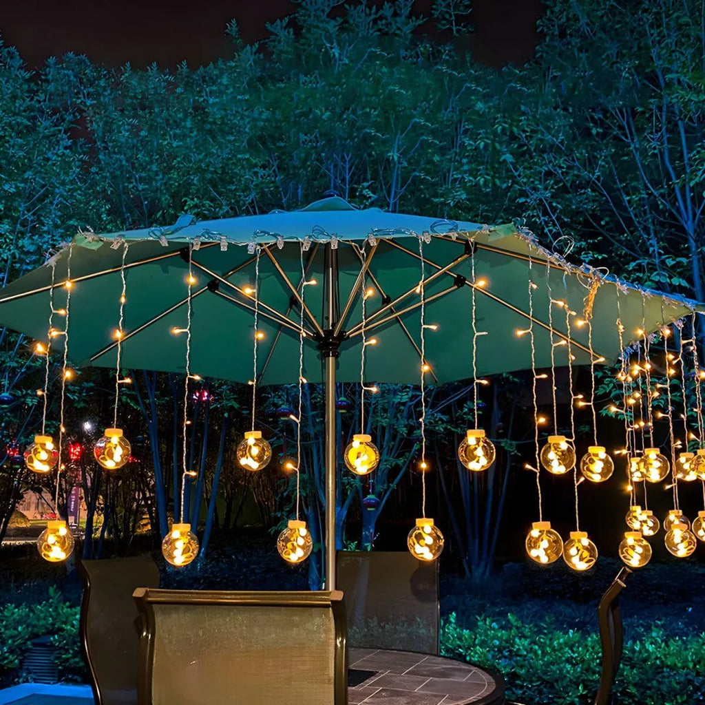 Solar-Powered Clear Acrylic Wishing Ball String Lights – Warm & Multi-Color LED