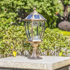 Solar-Powered Outdoor Table Lamp with LED Light – Metal & Glass Design