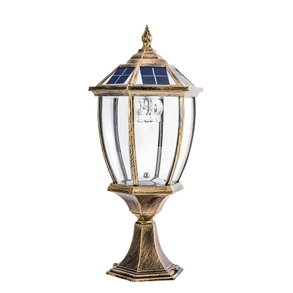 Solar-Powered Outdoor Table Lamp with LED Light – Metal & Glass Design