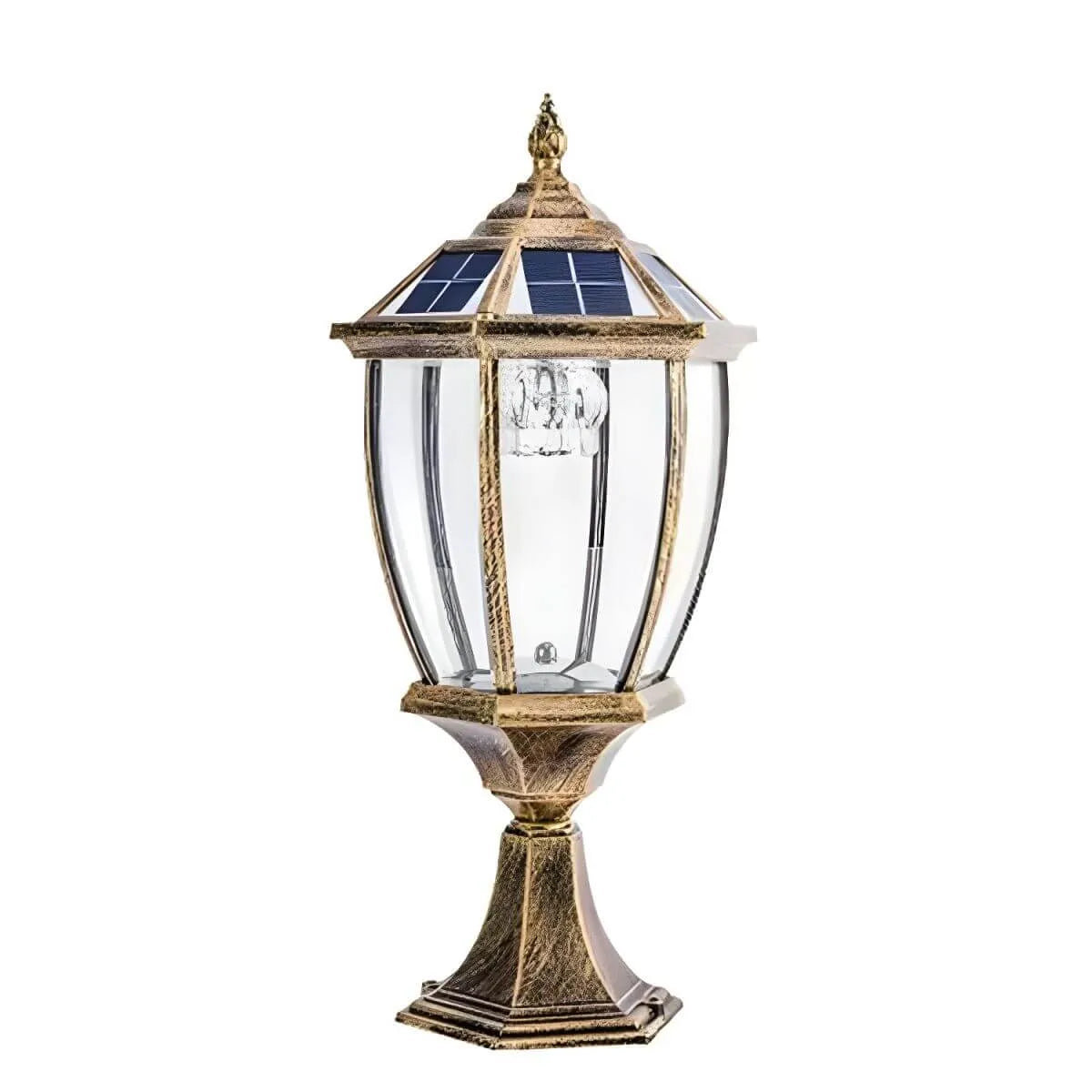 Solar-Powered Outdoor Table Lamp with LED Light – Metal & Glass Design