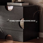Solid Ash Wood Cabinets with Mirrored Insets and Lift-Top Hidden Storage