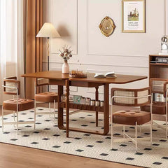 Solid Boxwood Folding Dining Table with Storage Holder