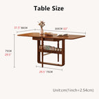 Solid Boxwood Folding Dining Table with Storage Holder