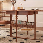 Solid Boxwood Folding Dining Table with Storage Holder