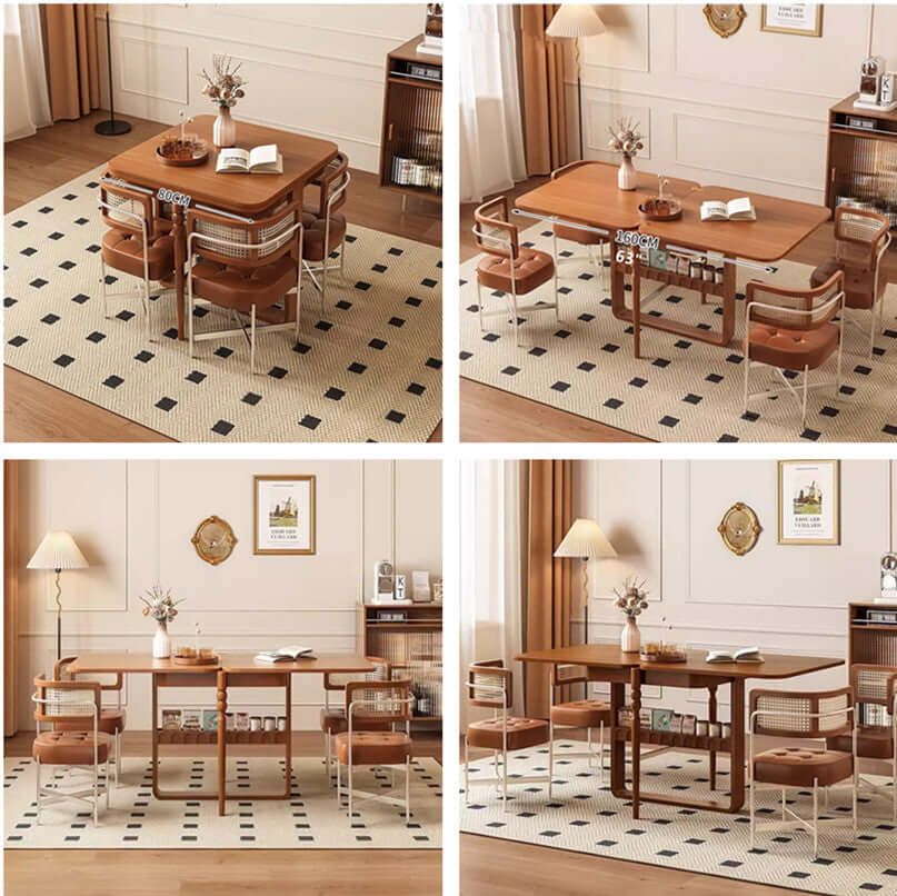 Solid Boxwood Folding Dining Table with Storage Holder Main Product Image
