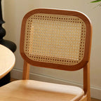 Solid Cherry Wood And Rattan Japandi Dining Chair Duo