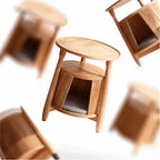 Solid Cherry Wood Cat Hideaway Side Table With Japandi Tray Top