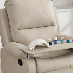 Solid Color Closed Back Leatherette Pedicure Chair in Light Gray with Hand-operated Button Recline Pedicure Chairs
