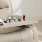 Solid Color Closed Back Leatherette Pedicure Chair in Light Gray with Hand-operated Button Recline Pedicure Chairs