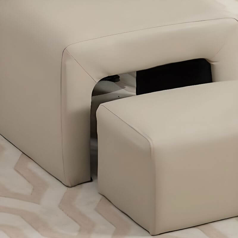 Solid Color Closed Back Leatherette Pedicure Chair in Light Gray with Hand-operated Button Recline Pedicure Chairs