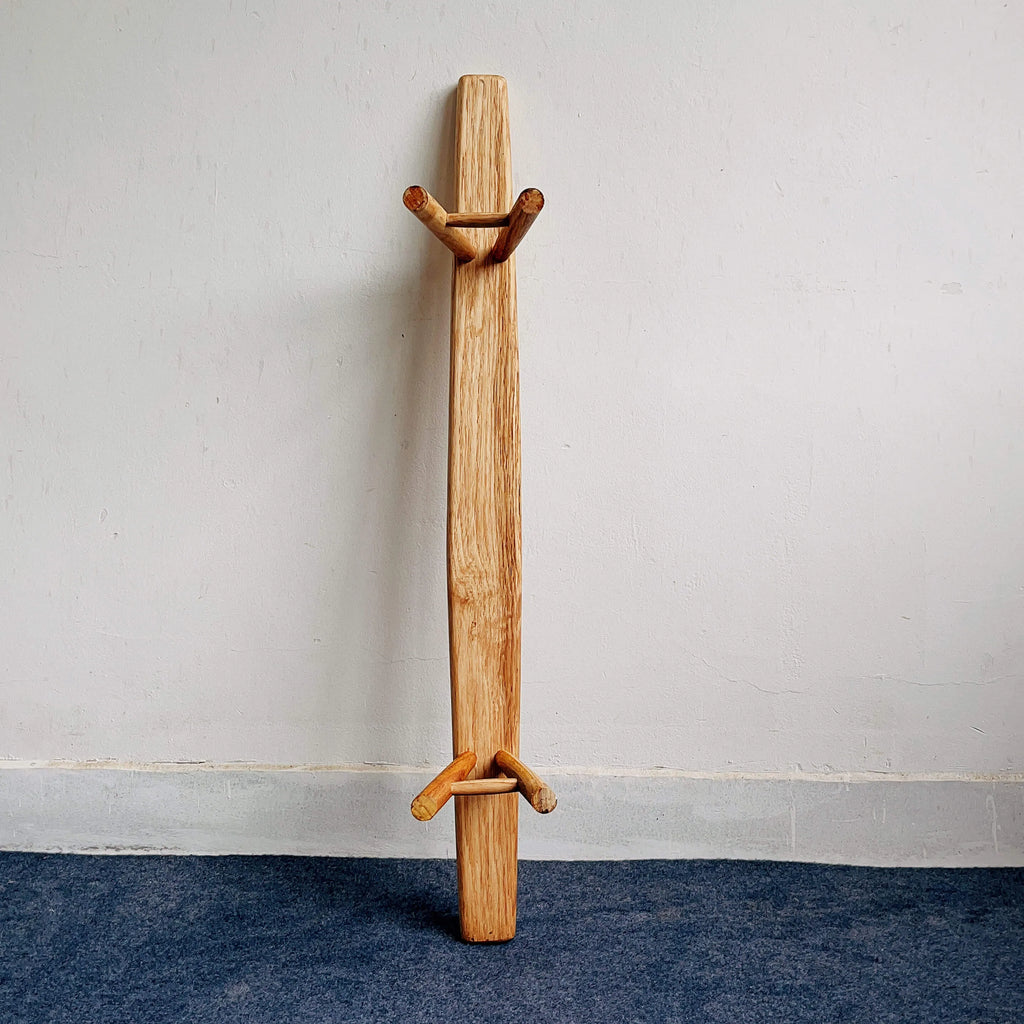 Solid Kashiwa Wood Narrow Bench with Natural Edge & A-Frame Legs