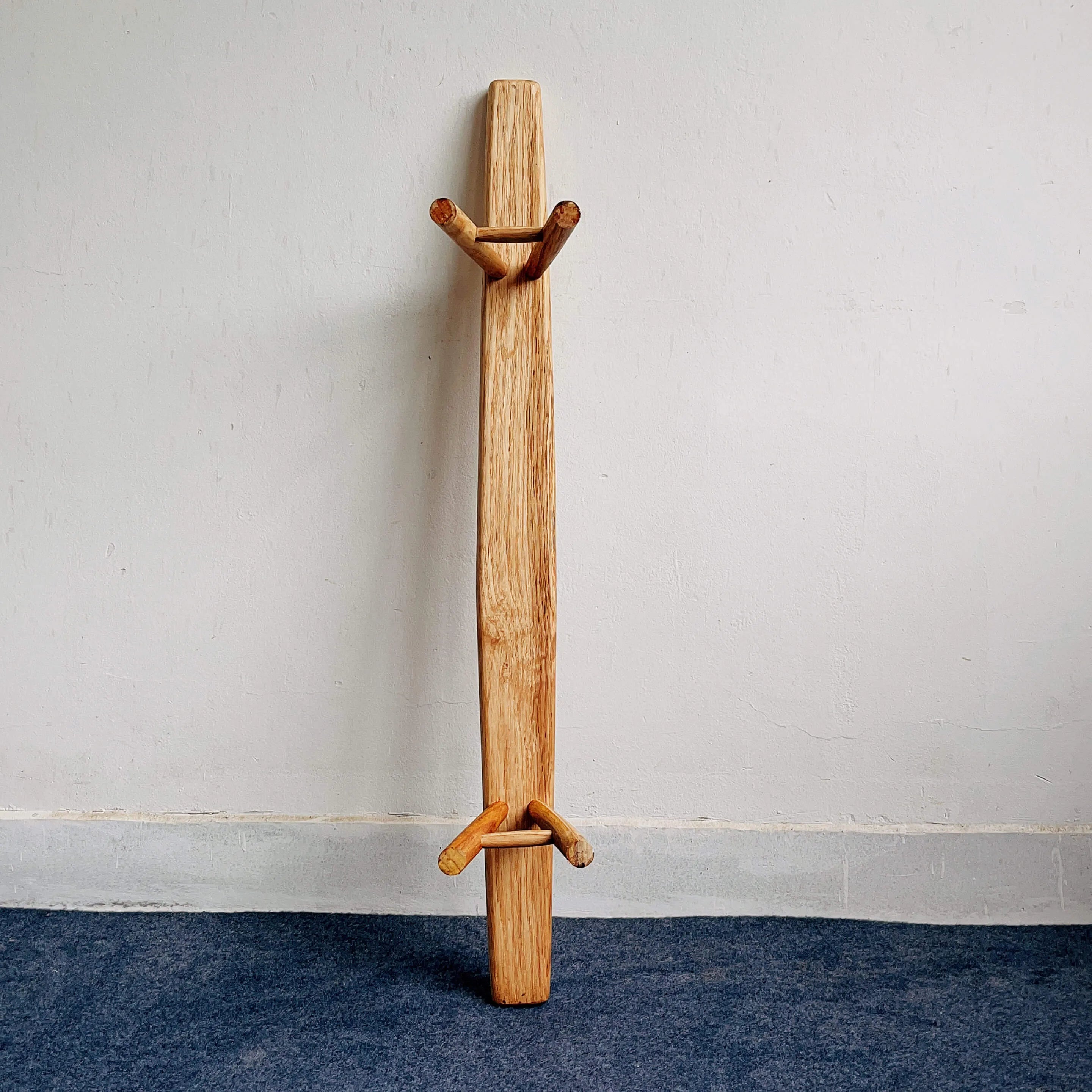 Solid Kashiwa Wood Narrow Bench with Natural Edge & A-Frame Legs