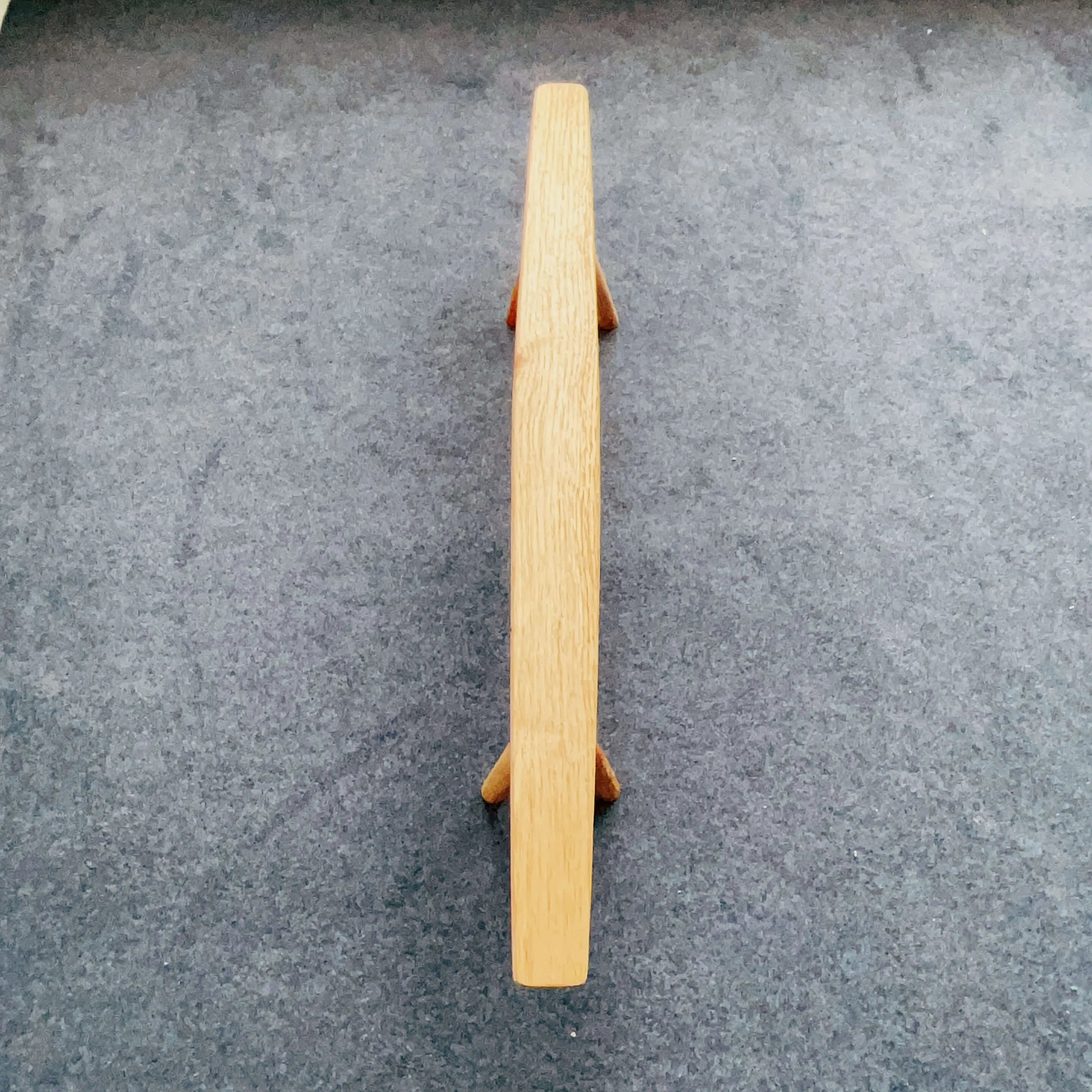 Solid Kashiwa Wood Narrow Bench with Natural Edge & A-Frame Legs