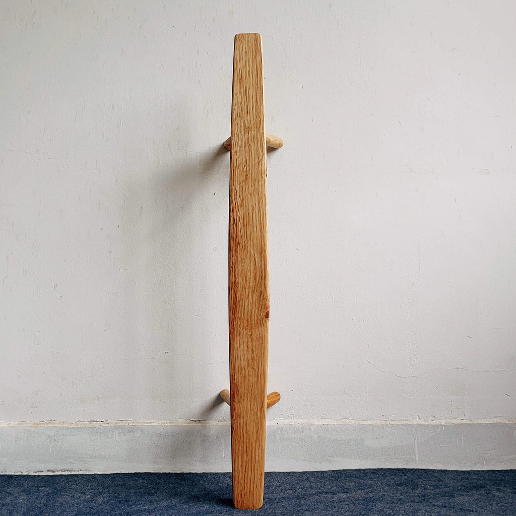 Solid Kashiwa Wood Narrow Bench with Natural Edge & A-Frame Legs