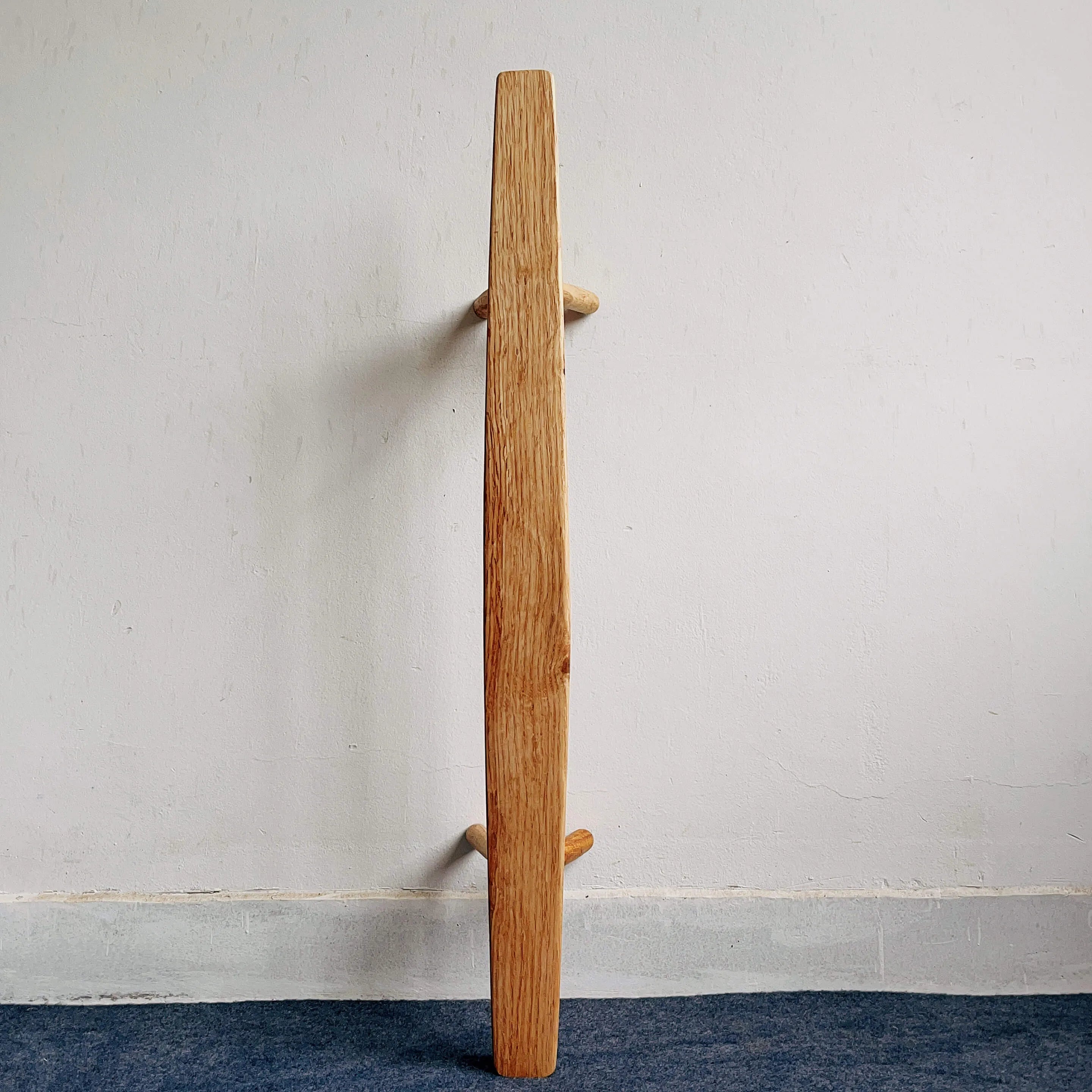 Solid Kashiwa Wood Narrow Bench with Natural Edge & A-Frame Legs