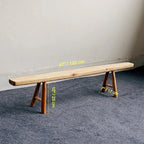 Solid Kashiwa Wood Narrow Bench with Natural Edge & A-Frame Legs Dimensions