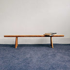 Solid Kashiwa Wood Narrow Bench with Natural Edge & A-Frame Legs Main Product Image