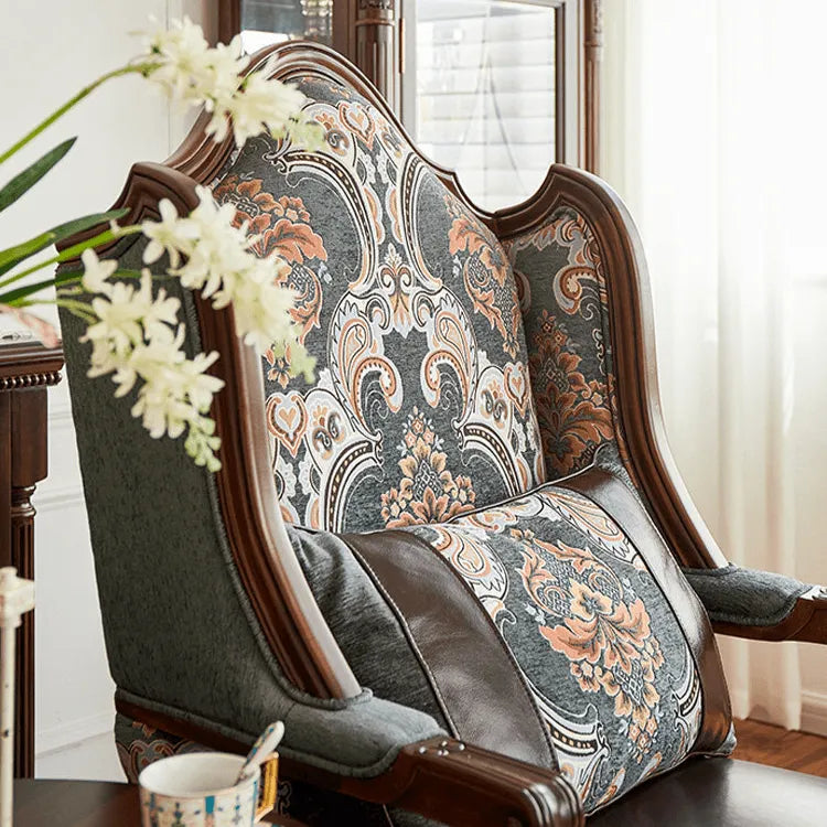 Solid Mahogany Lounge Chair with Sculptural Carved Legs and Oil-Waxed Leather