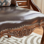 Solid Mahogany Lounge Chair with Sculptural Carved Legs and Oil-Waxed Leather