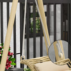 Solid Metal Frame Outdoor Swing Bench with Woven PE Rattan Seat