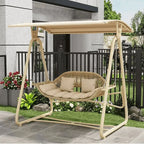 Solid Metal Frame Outdoor Swing Bench with Woven PE Rattan Seat Main Product Image