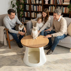 Solid Oak Cat Coffee Table With Cozy Hideaway and Sculptural Base