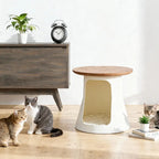 Solid Oak Cat Coffee Table With Cozy Hideaway and Sculptural Base Main Product Image