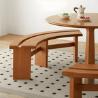 Solid Oak Crescent Bench with Double-Curve Silhouette and Sculptural Legs