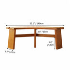 Solid Oak Crescent Bench with Double-Curve Silhouette and Sculptural Legs Dimensions