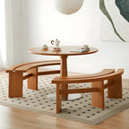 Solid Oak Crescent Bench with Double-Curve Silhouette and Sculptural Legs Main Product Image