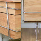 Solid Oak Desk With Drawers And Chrome Tubular Frame