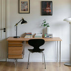 Solid Oak Desk With Drawers And Chrome Tubular Frame