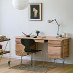 Solid Oak Desk With Drawers And Chrome Tubular Frame Main Product Image