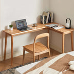 Solid Oak L-Shaped Desk - Natural Finish, Versatile Design