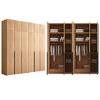 Solid Oak Minimalist Wardrobe Armoire With Shelves and Rod
