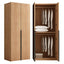 Solid Oak Minimalist Wardrobe Armoire With Shelves and Rod