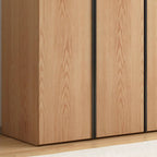 Solid Oak Minimalist Wardrobe Armoire With Shelves and Rod